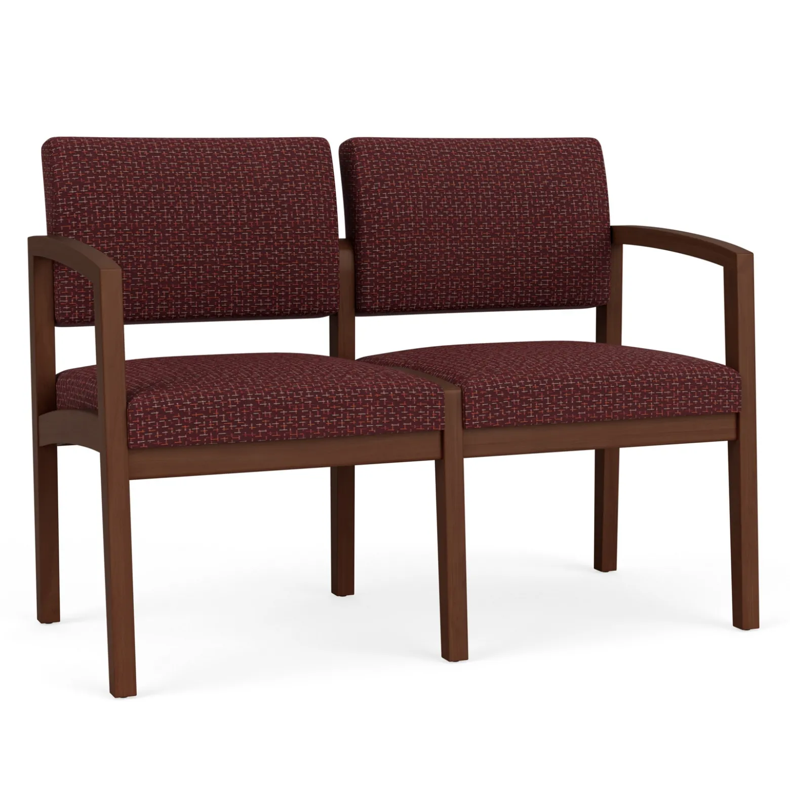 New Castle Wood 2 Seat Sofa with Designer Upholstery