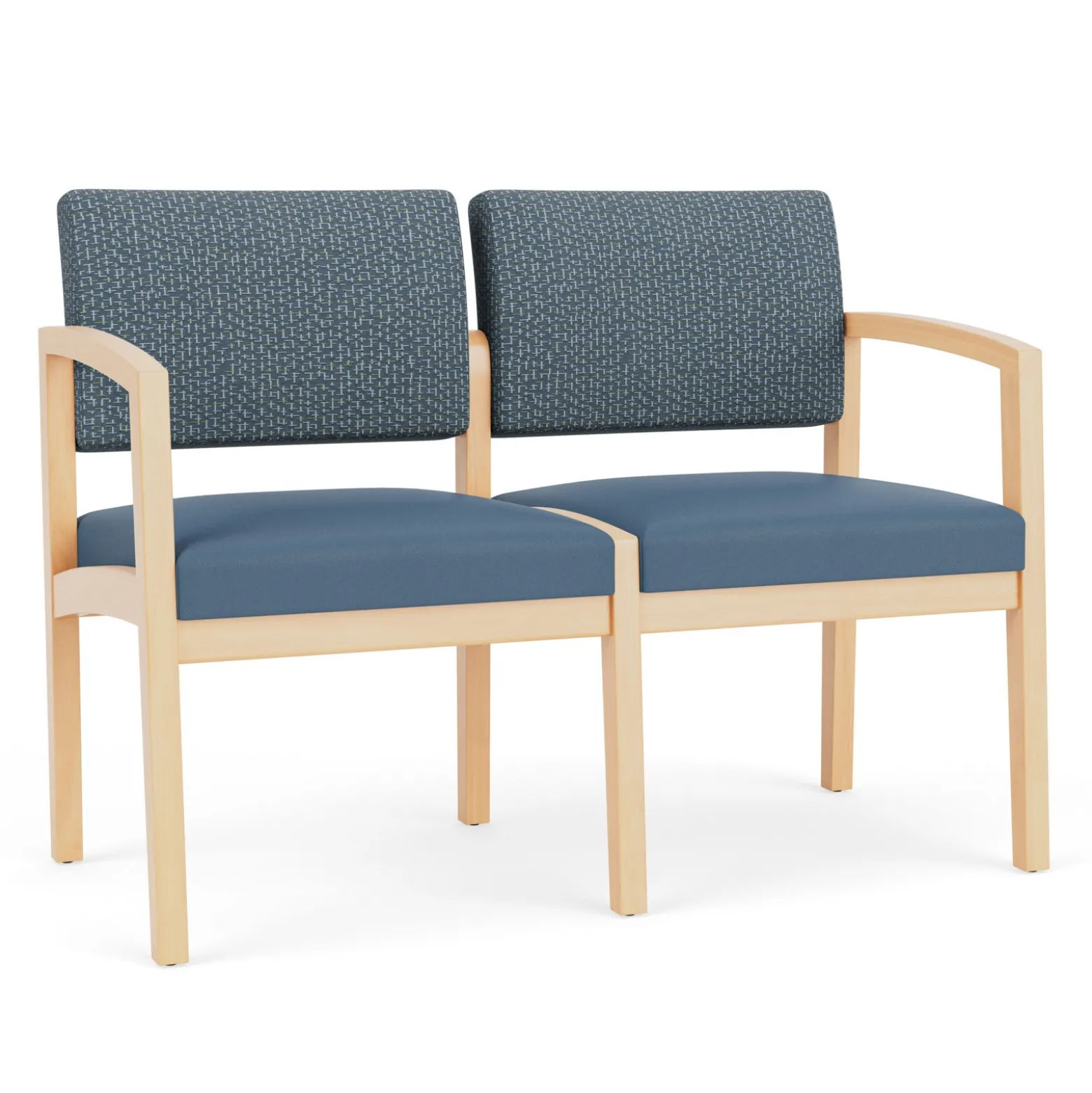 New Castle Wood 2 Seat Sofa with Designer Upholstery