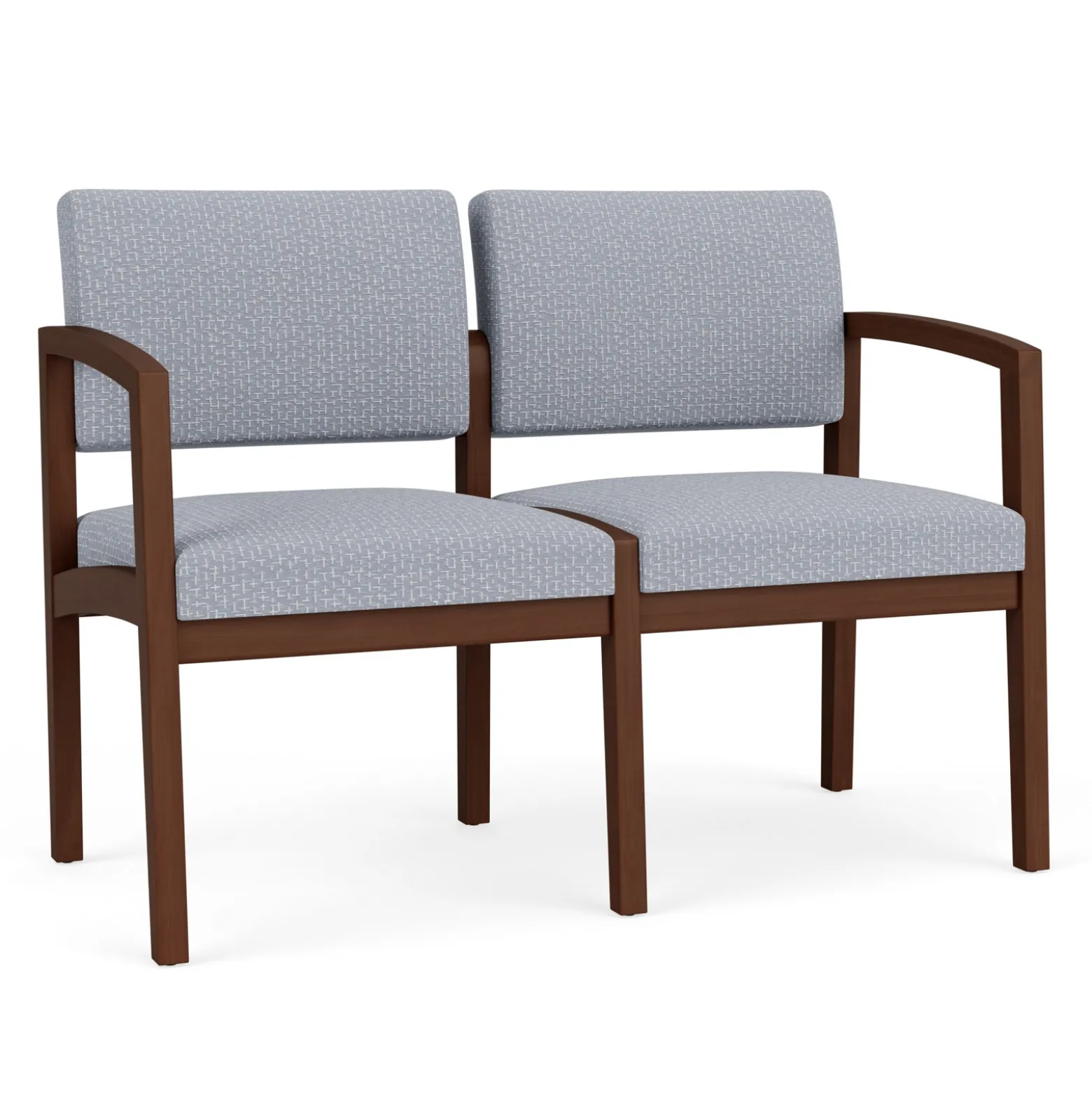 New Castle Wood 2 Seat Sofa with Designer Upholstery