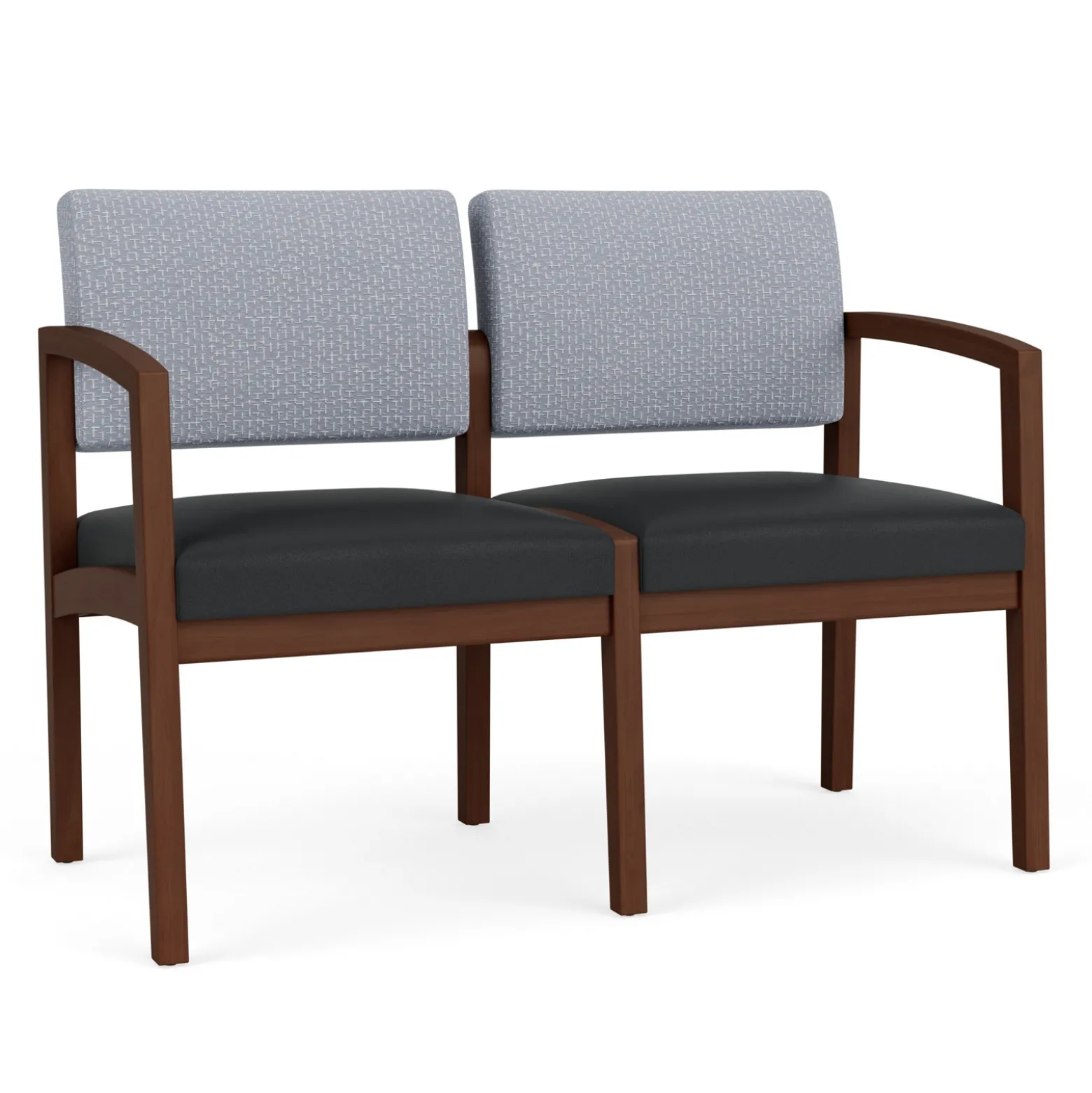 New Castle Wood 2 Seat Sofa with Designer Upholstery