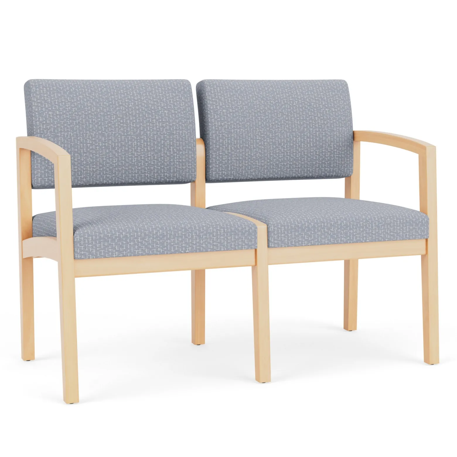 New Castle Wood 2 Seat Sofa with Designer Upholstery