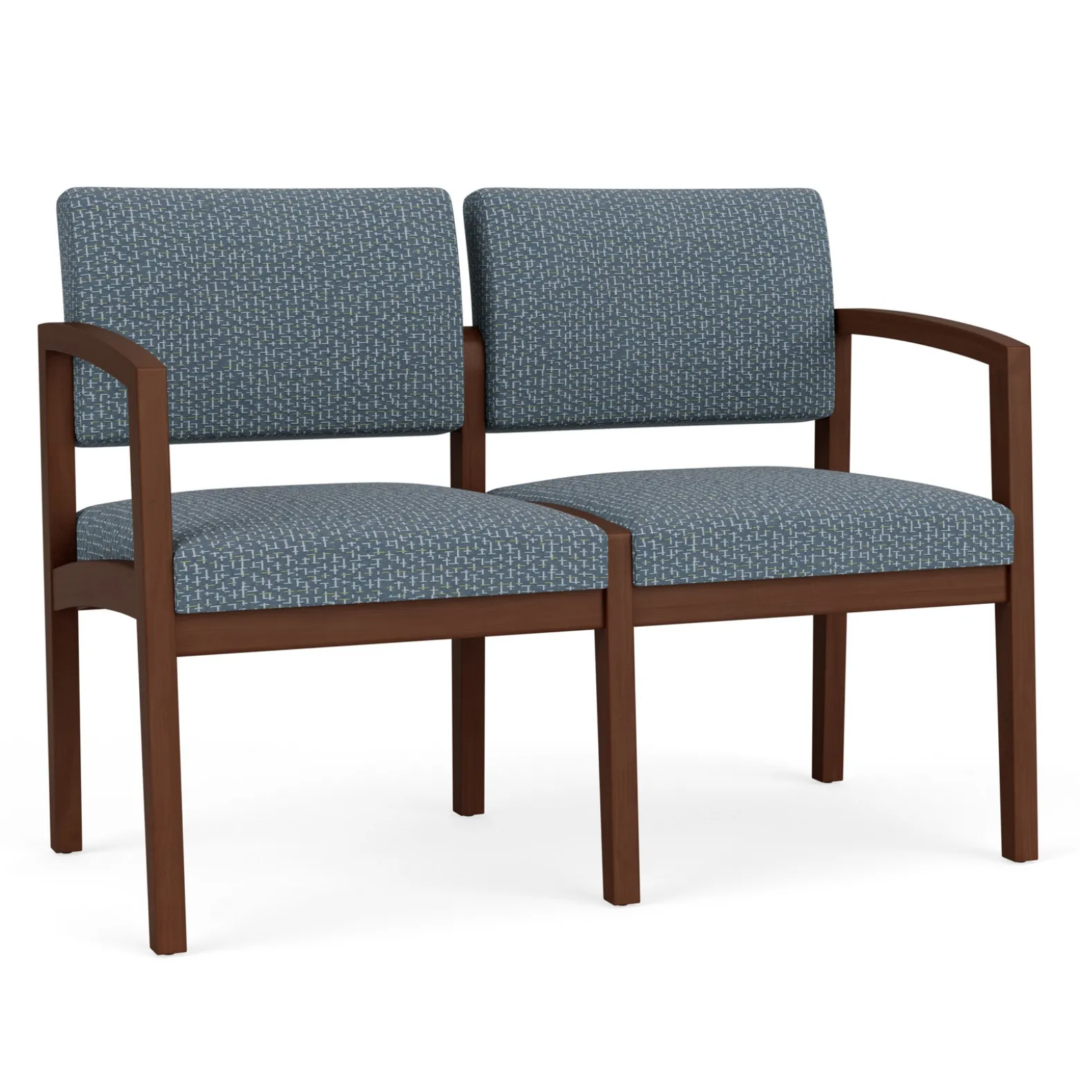New Castle Wood 2 Seat Sofa with Designer Upholstery
