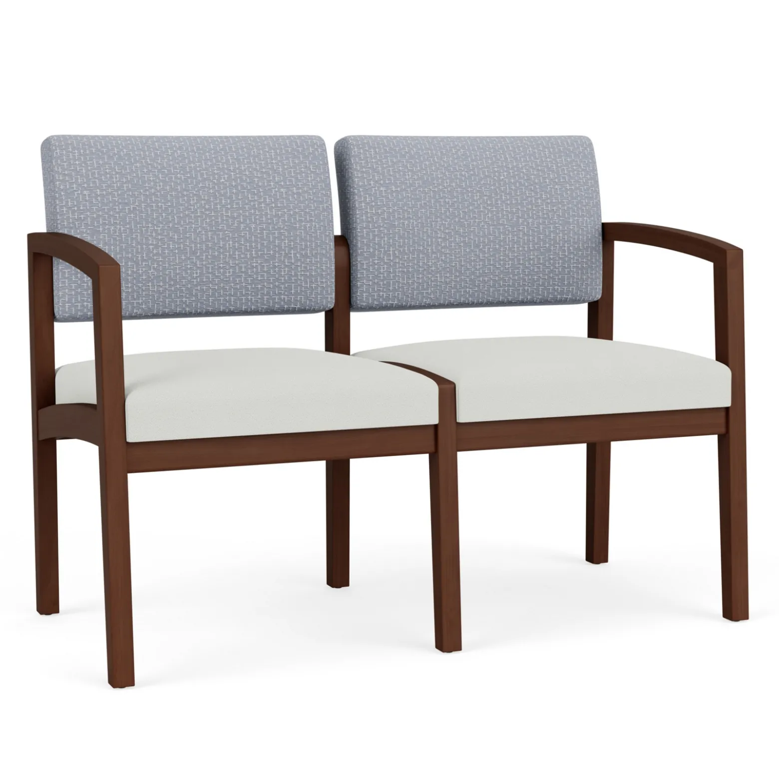 New Castle Wood 2 Seat Sofa with Designer Upholstery