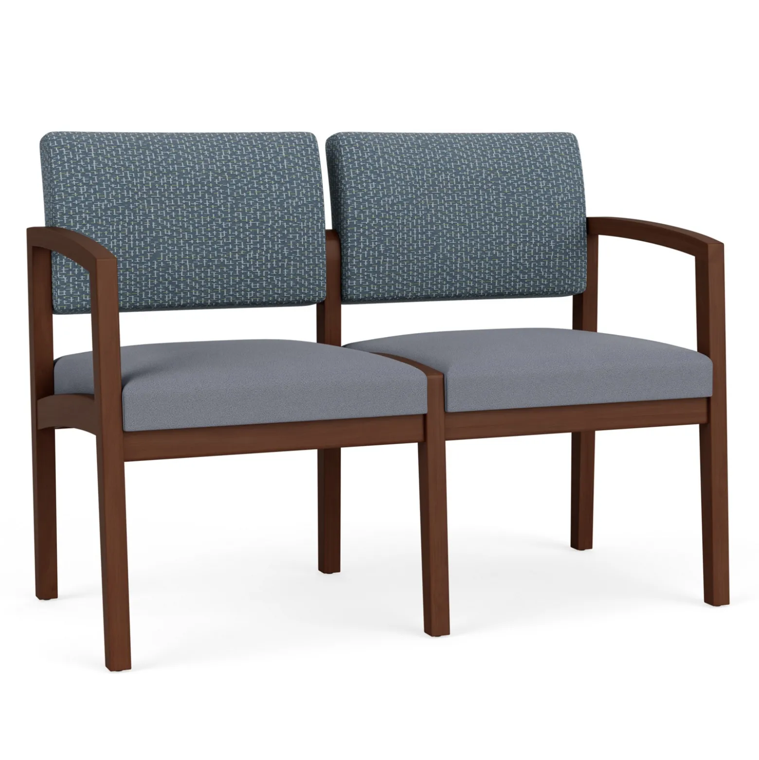 New Castle Wood 2 Seat Sofa with Designer Upholstery