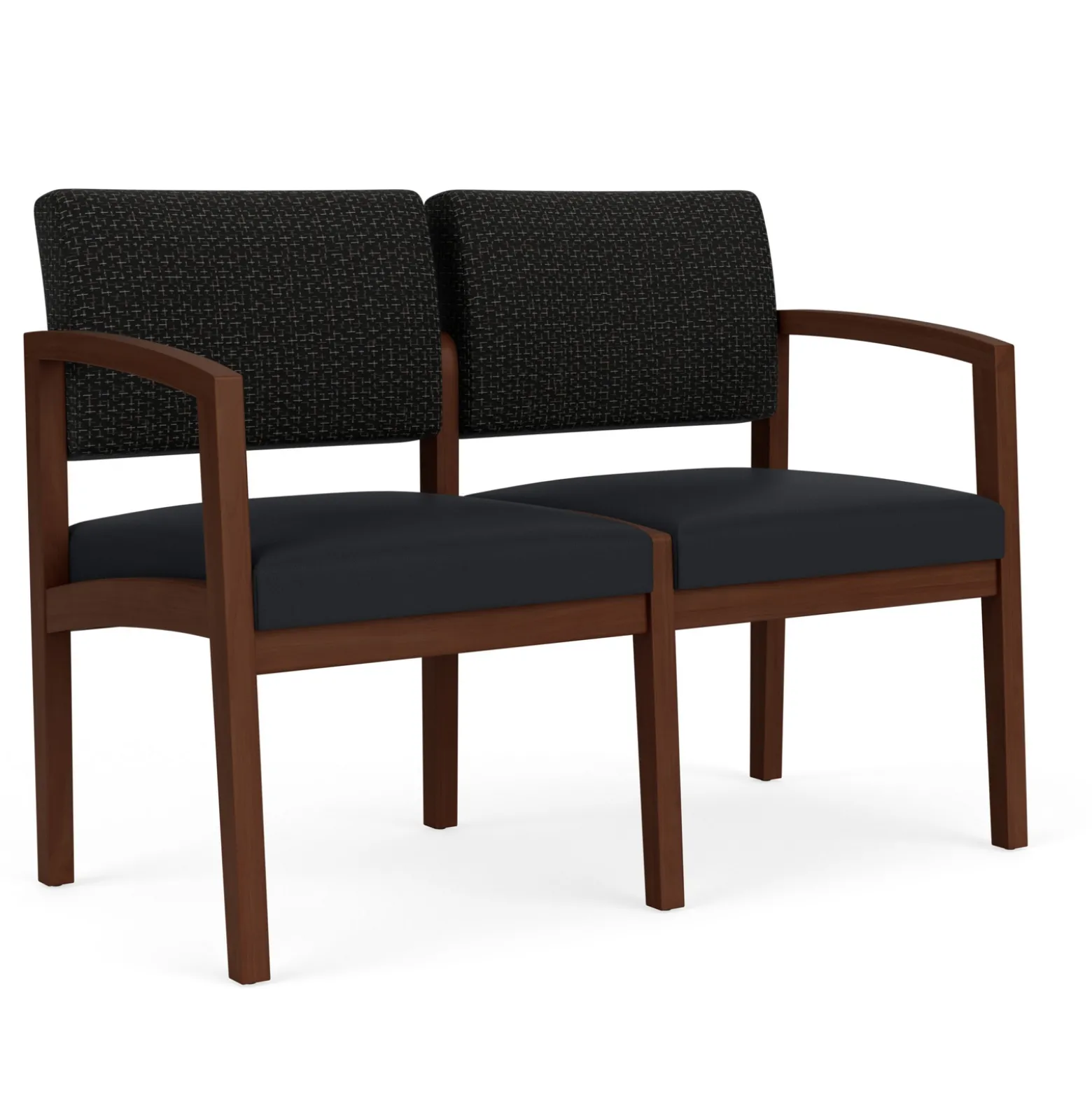 New Castle Wood 2 Seat Sofa with Designer Upholstery