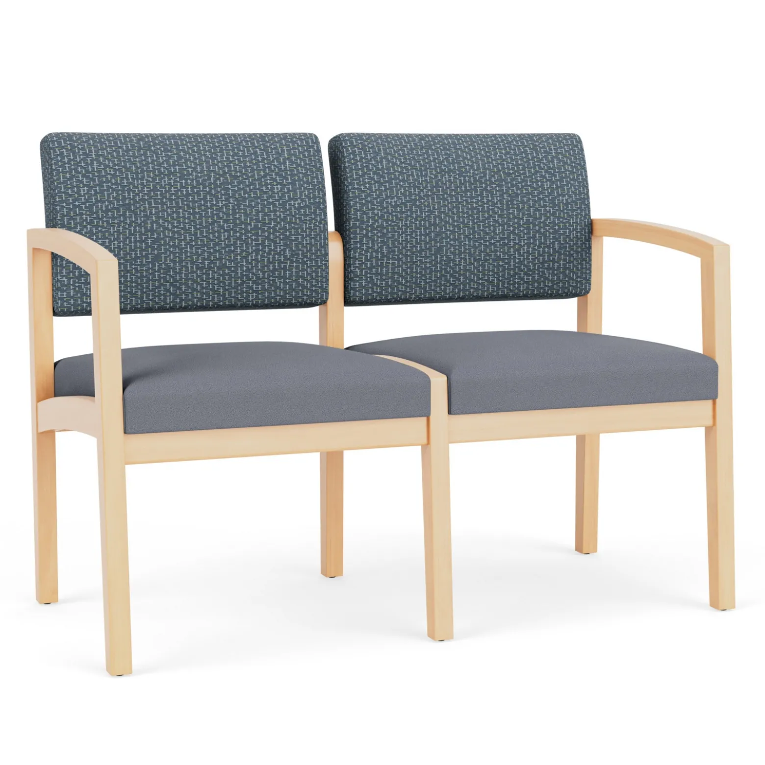 New Castle Wood 2 Seat Sofa with Designer Upholstery