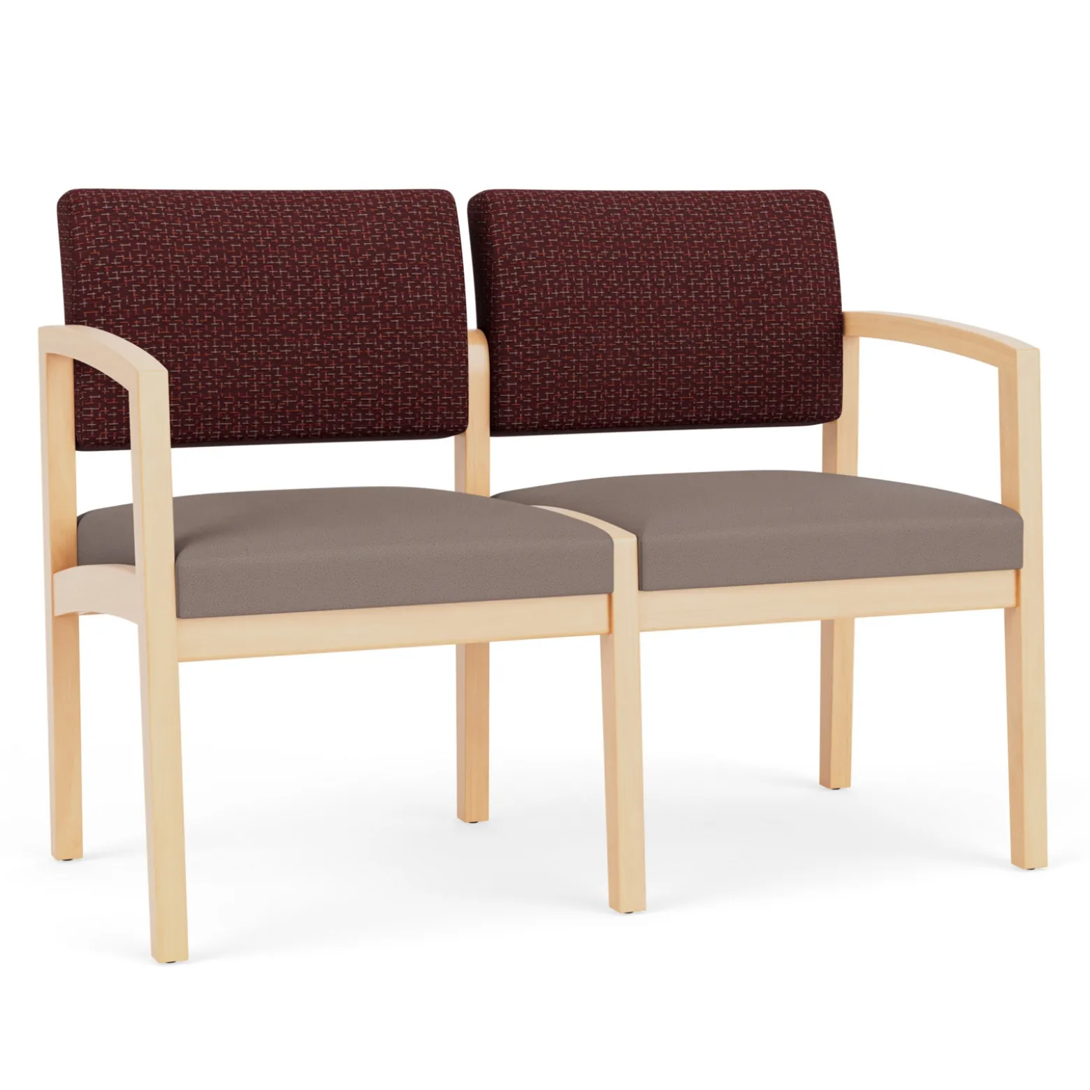 New Castle Wood 2 Seat Sofa with Designer Upholstery