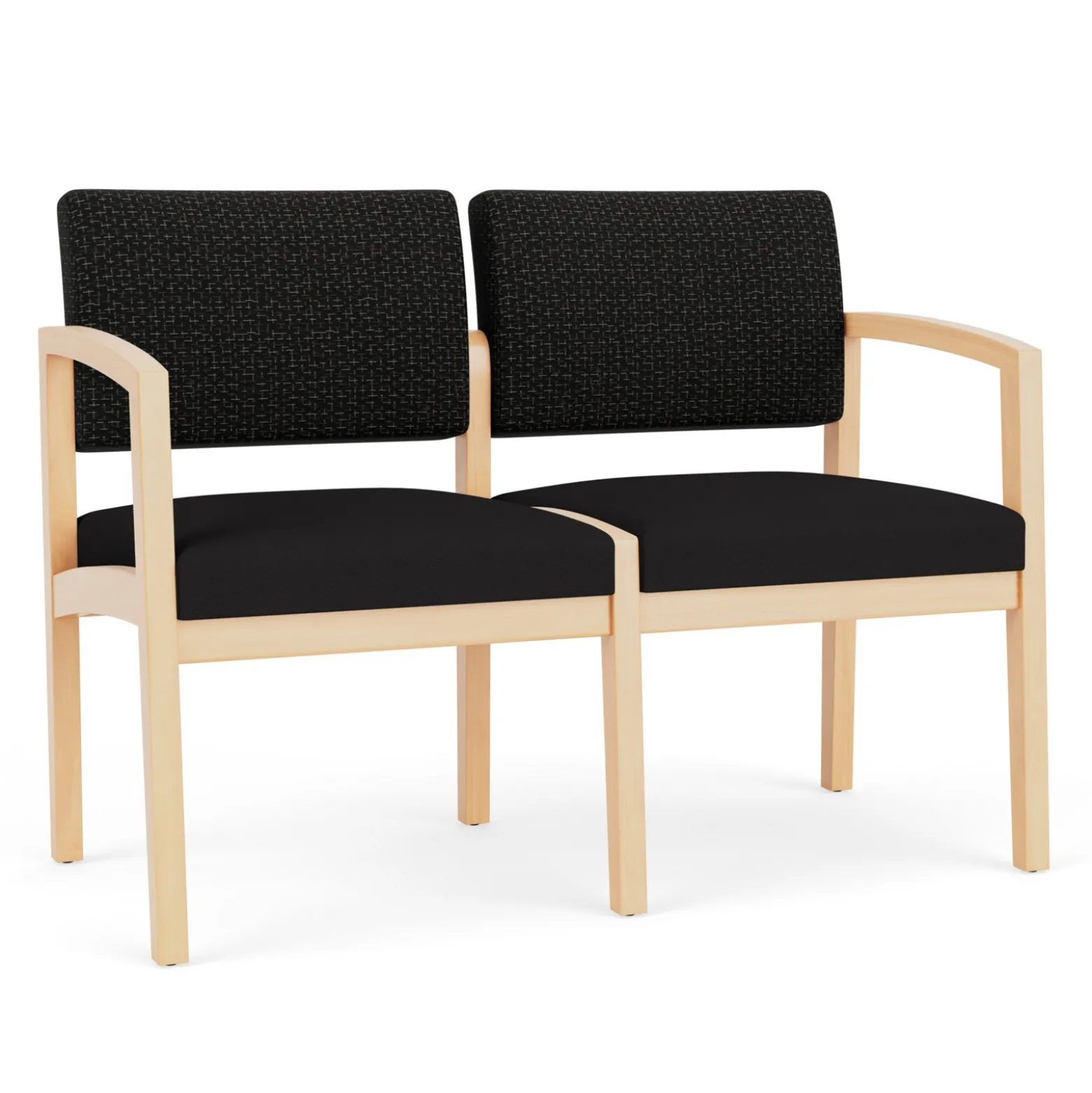 New Castle Wood 2 Seat Sofa with Designer Upholstery