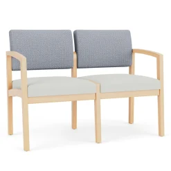 New Castle Wood 2 Seat Sofa with Designer Upholstery
