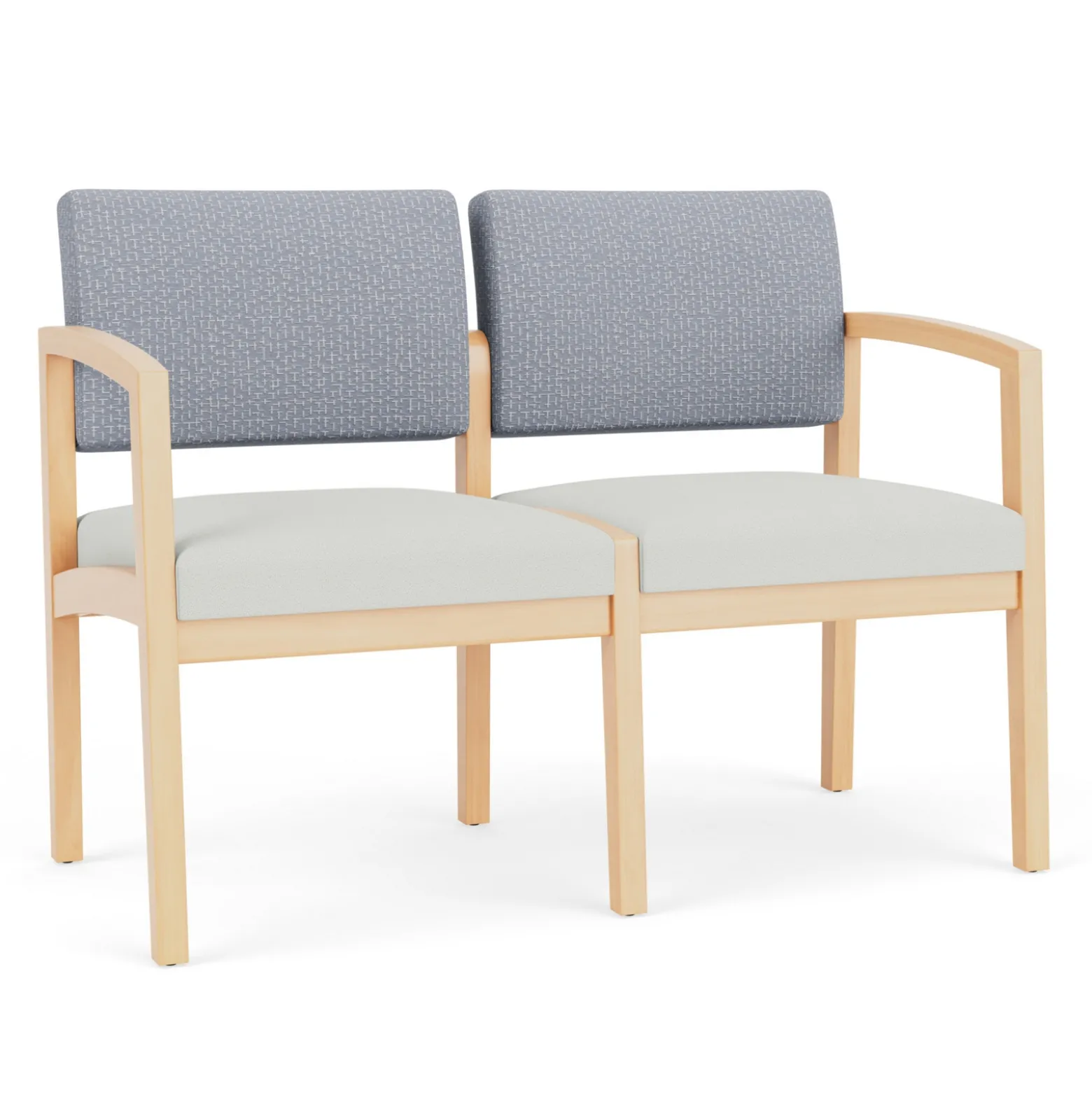 New Castle Wood 2 Seat Sofa with Designer Upholstery