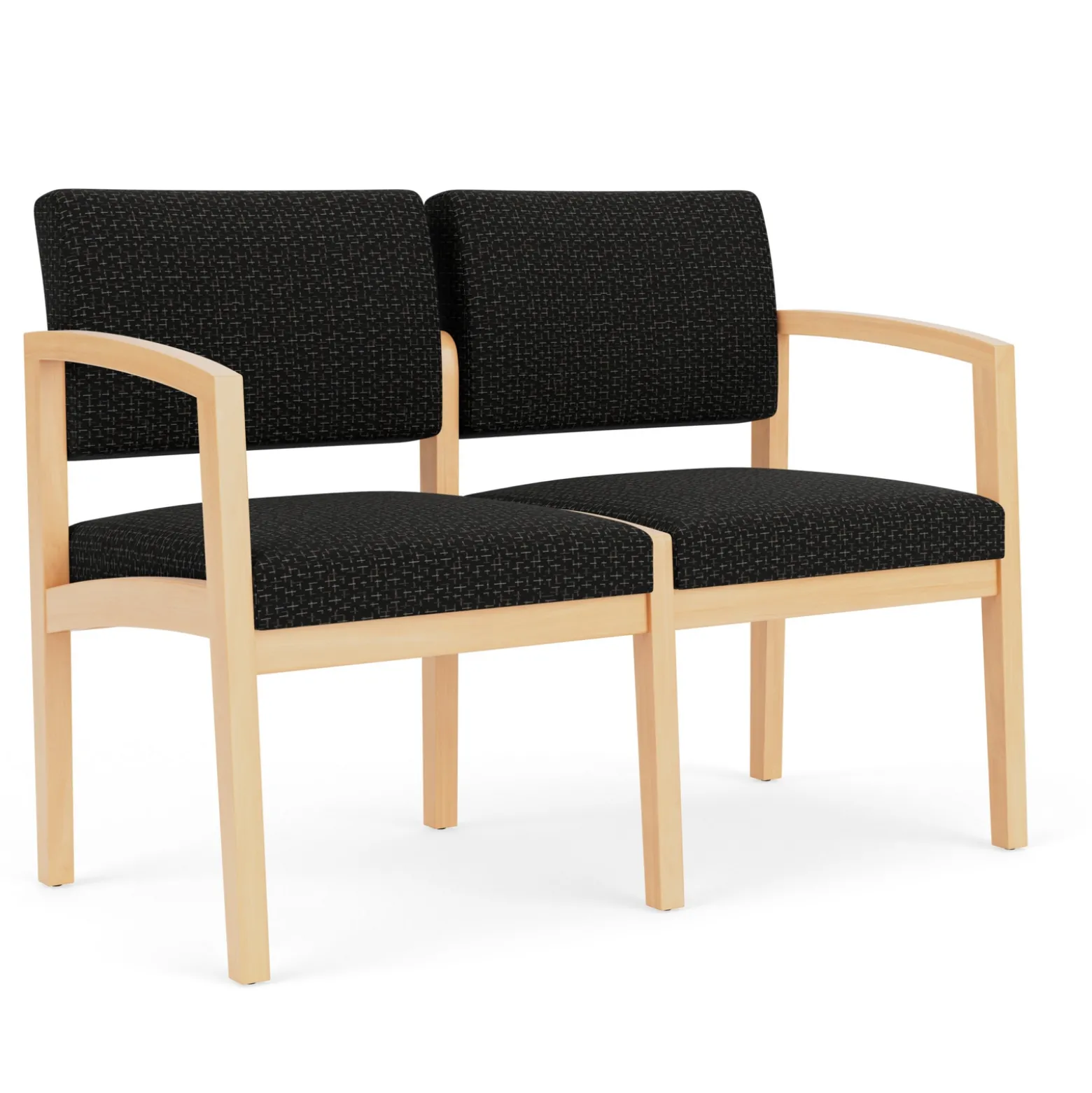 New Castle Wood 2 Seat Sofa with Designer Upholstery