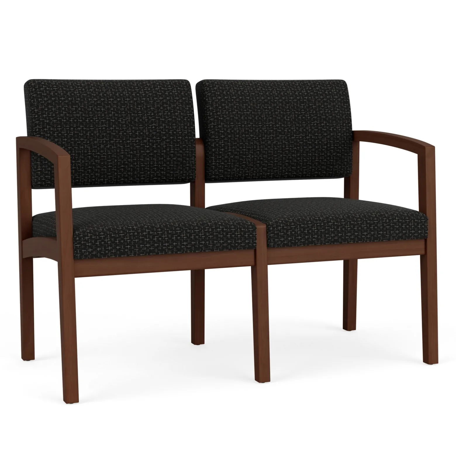 New Castle Wood 2 Seat Sofa with Designer Upholstery