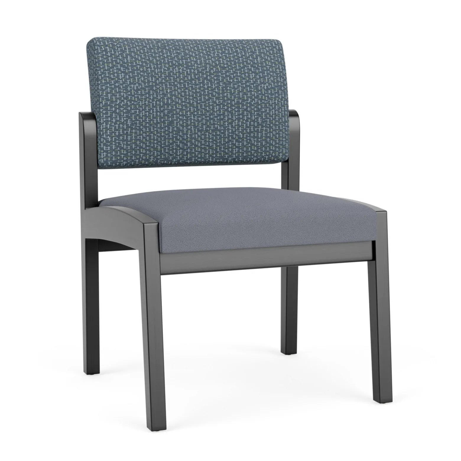 New Castle Wood Armless Guest Chair with Designer Upholstery