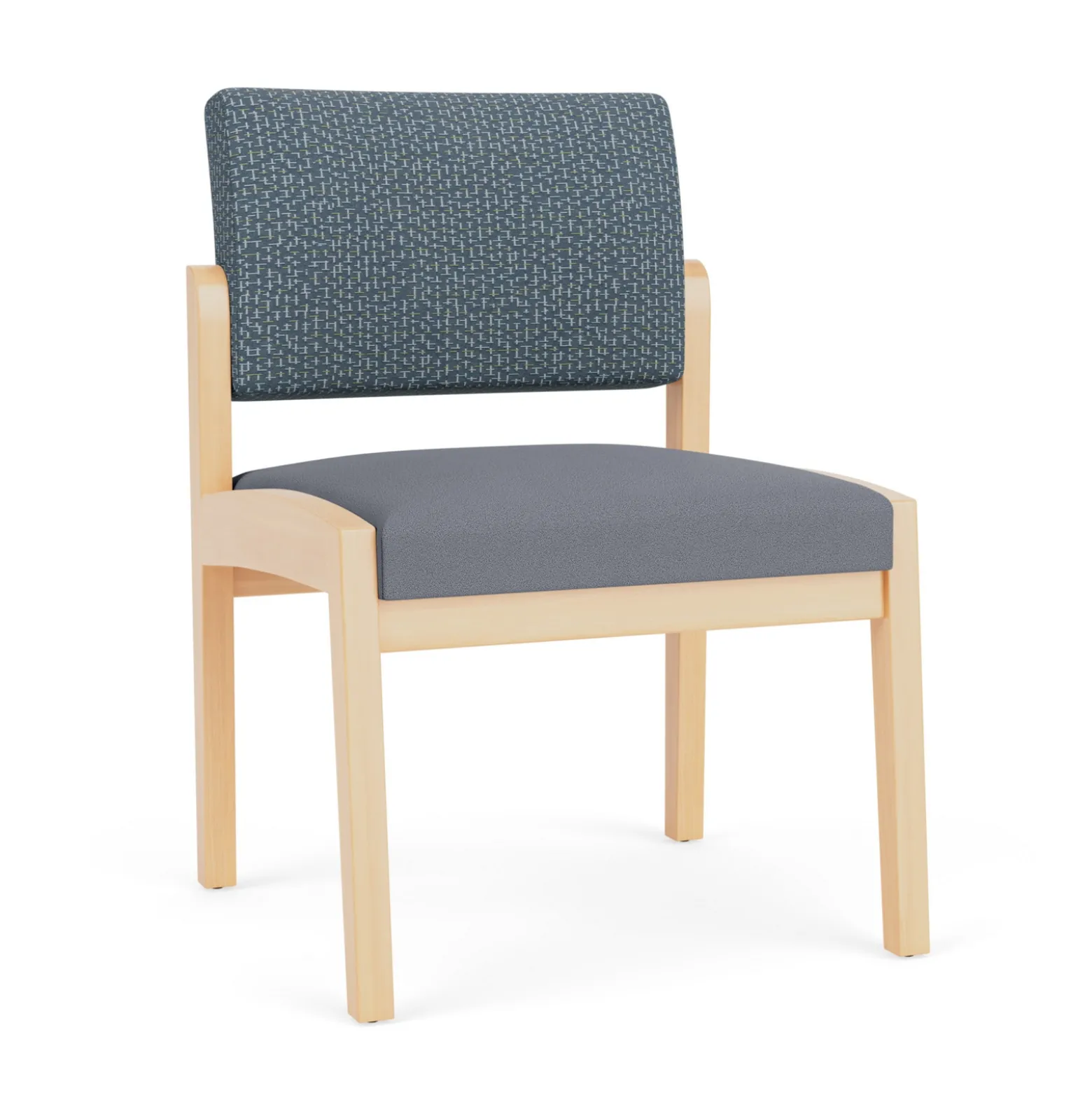 New Castle Wood Armless Guest Chair with Designer Upholstery