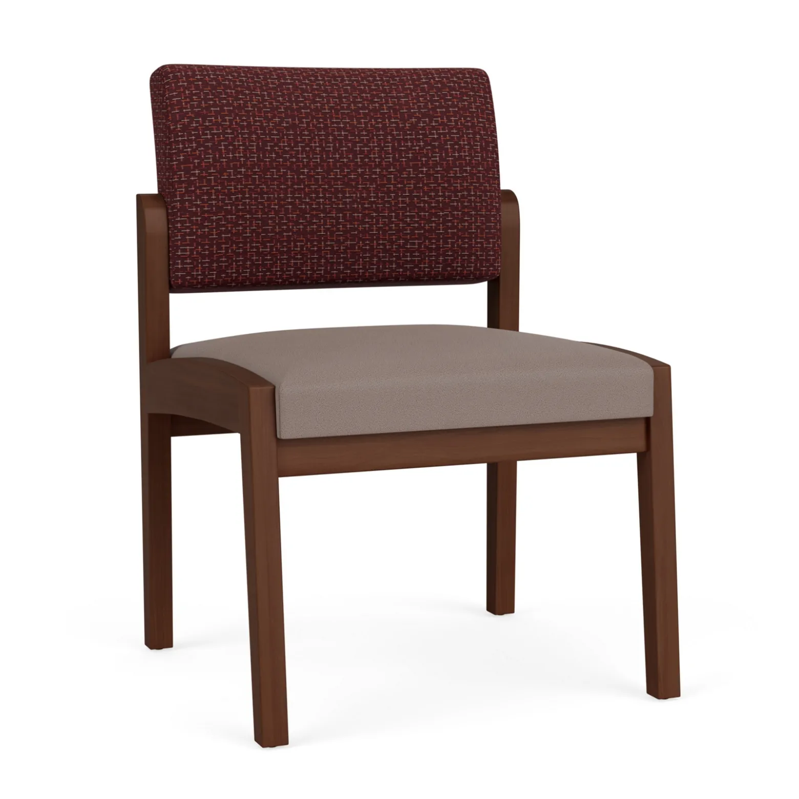New Castle Wood Armless Guest Chair with Designer Upholstery