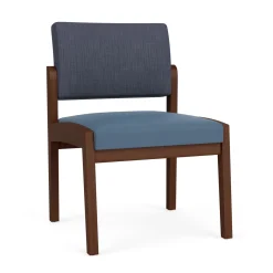 New Castle Wood Armless Guest Chair with Designer Upholstery