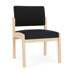 New Castle Wood Armless Guest Chair with Designer Upholstery