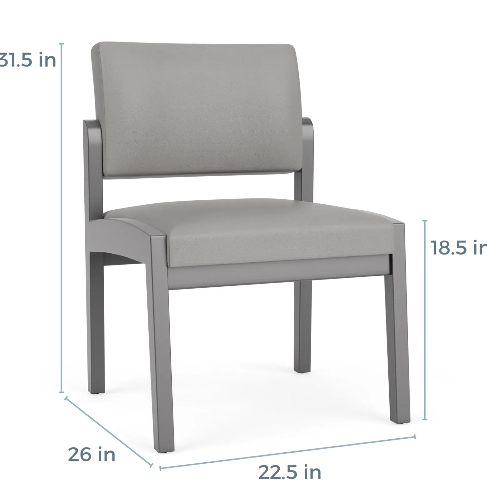 New Castle Wood Armless Guest Chair with Designer Upholstery