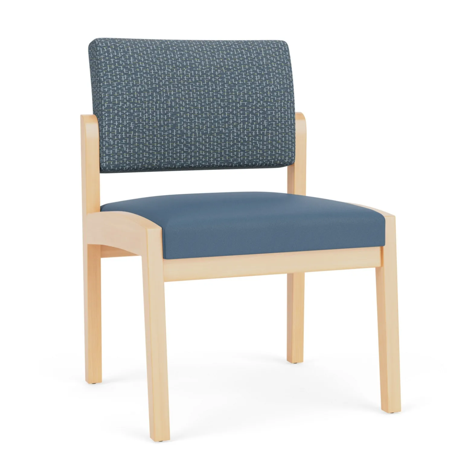 New Castle Wood Armless Guest Chair with Designer Upholstery