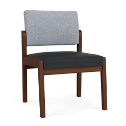 New Castle Wood Armless Guest Chair with Designer Upholstery
