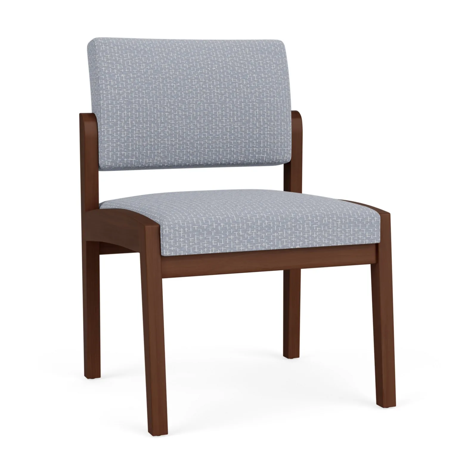 New Castle Wood Armless Guest Chair with Designer Upholstery