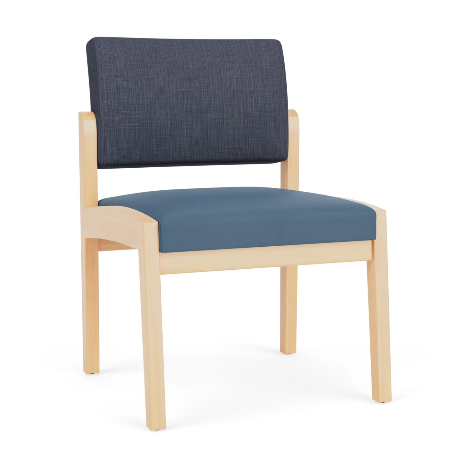 New Castle Wood Armless Guest Chair with Designer Upholstery