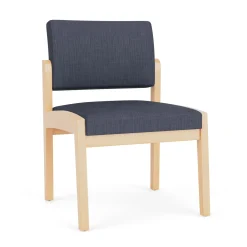 New Castle Wood Armless Guest Chair with Designer Upholstery