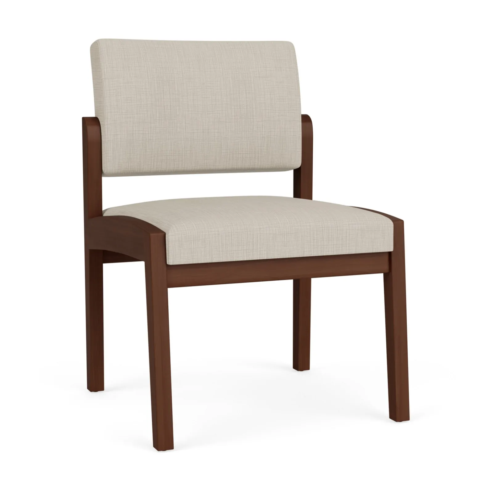 New Castle Wood Armless Guest Chair with Designer Upholstery