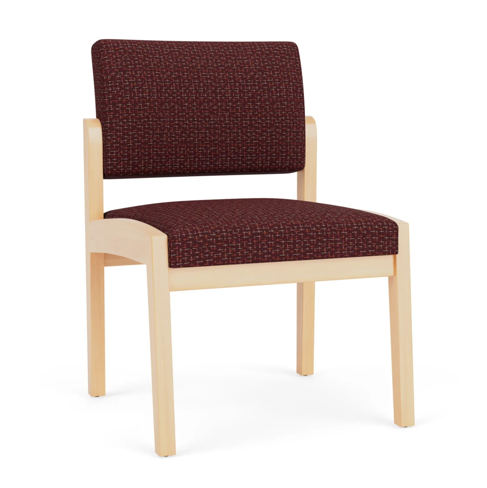 New Castle Wood Armless Guest Chair with Designer Upholstery
