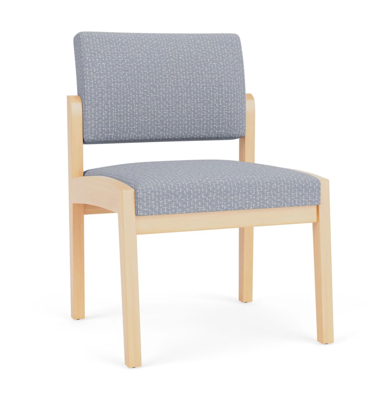 New Castle Wood Armless Guest Chair with Designer Upholstery