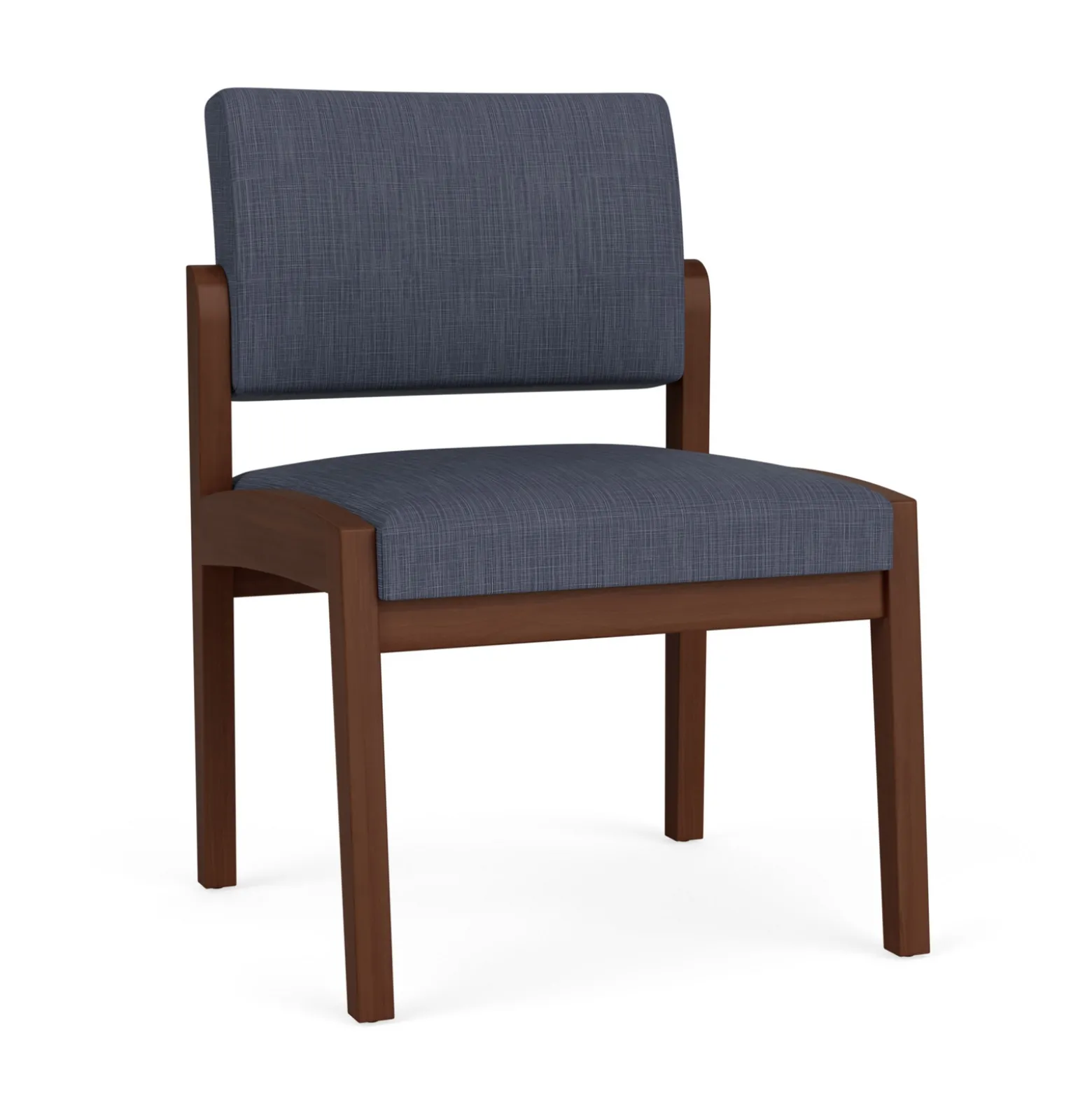 New Castle Wood Armless Guest Chair with Designer Upholstery