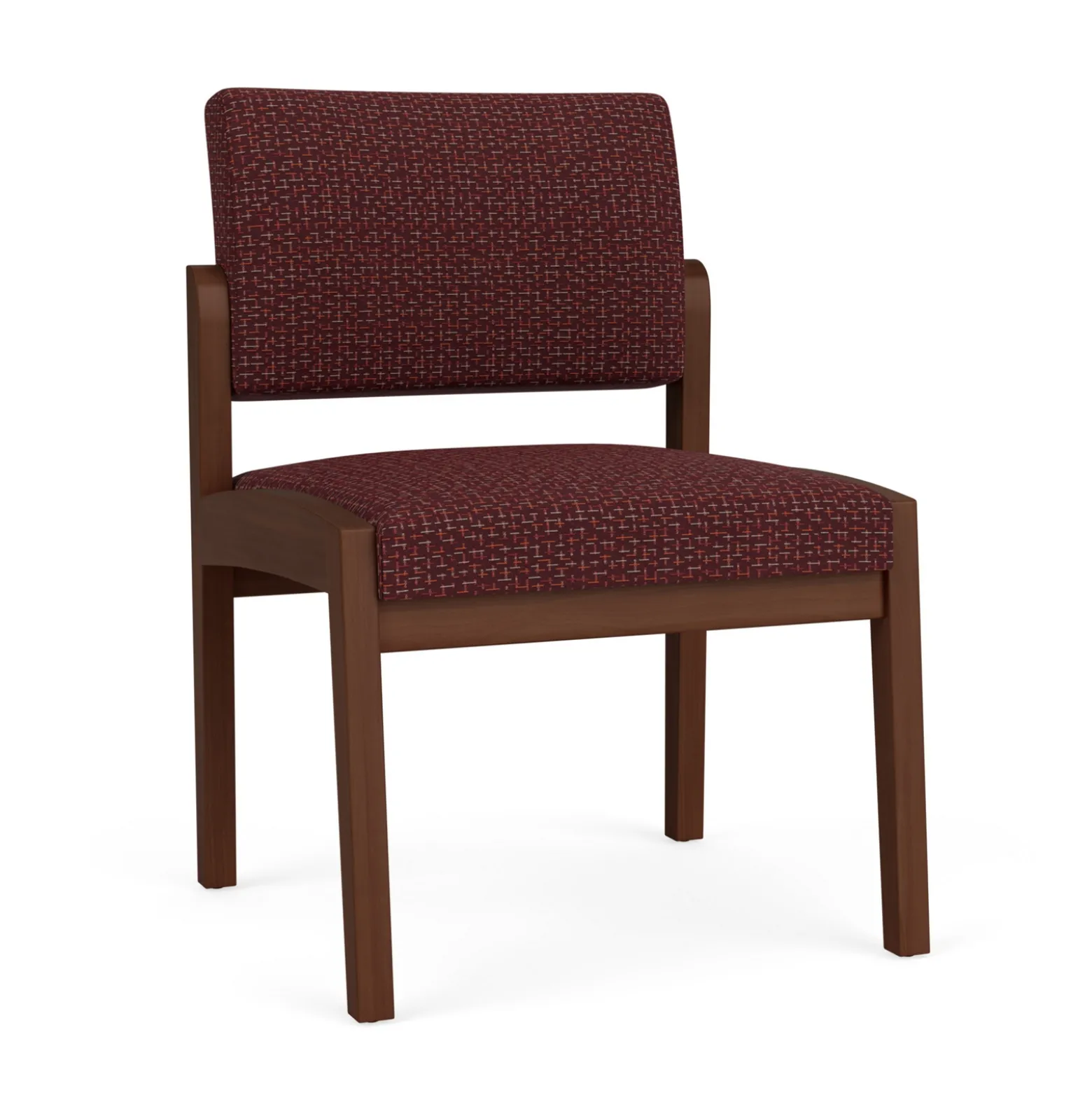 New Castle Wood Armless Guest Chair with Designer Upholstery