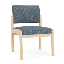 New Castle Wood Armless Guest Chair with Designer Upholstery