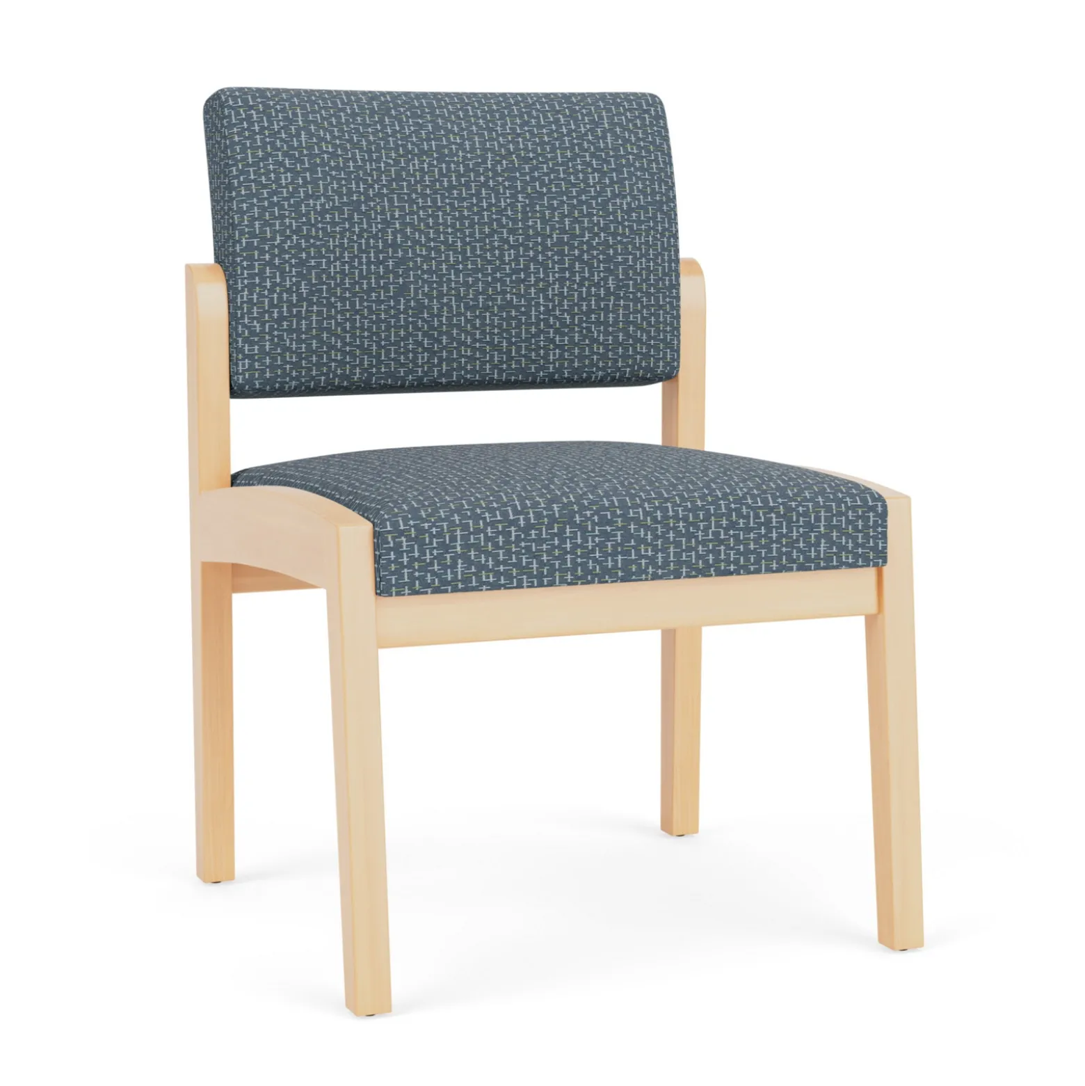 New Castle Wood Armless Guest Chair with Designer Upholstery