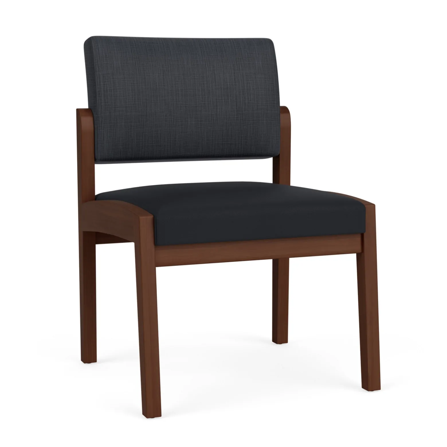 New Castle Wood Armless Guest Chair with Designer Upholstery