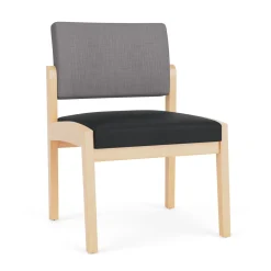 New Castle Wood Armless Guest Chair with Designer Upholstery