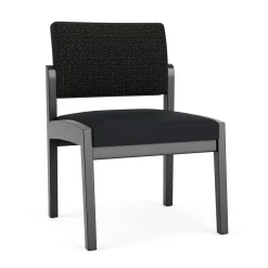 New Castle Wood Armless Guest Chair with Designer Upholstery