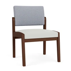 New Castle Wood Armless Guest Chair with Designer Upholstery