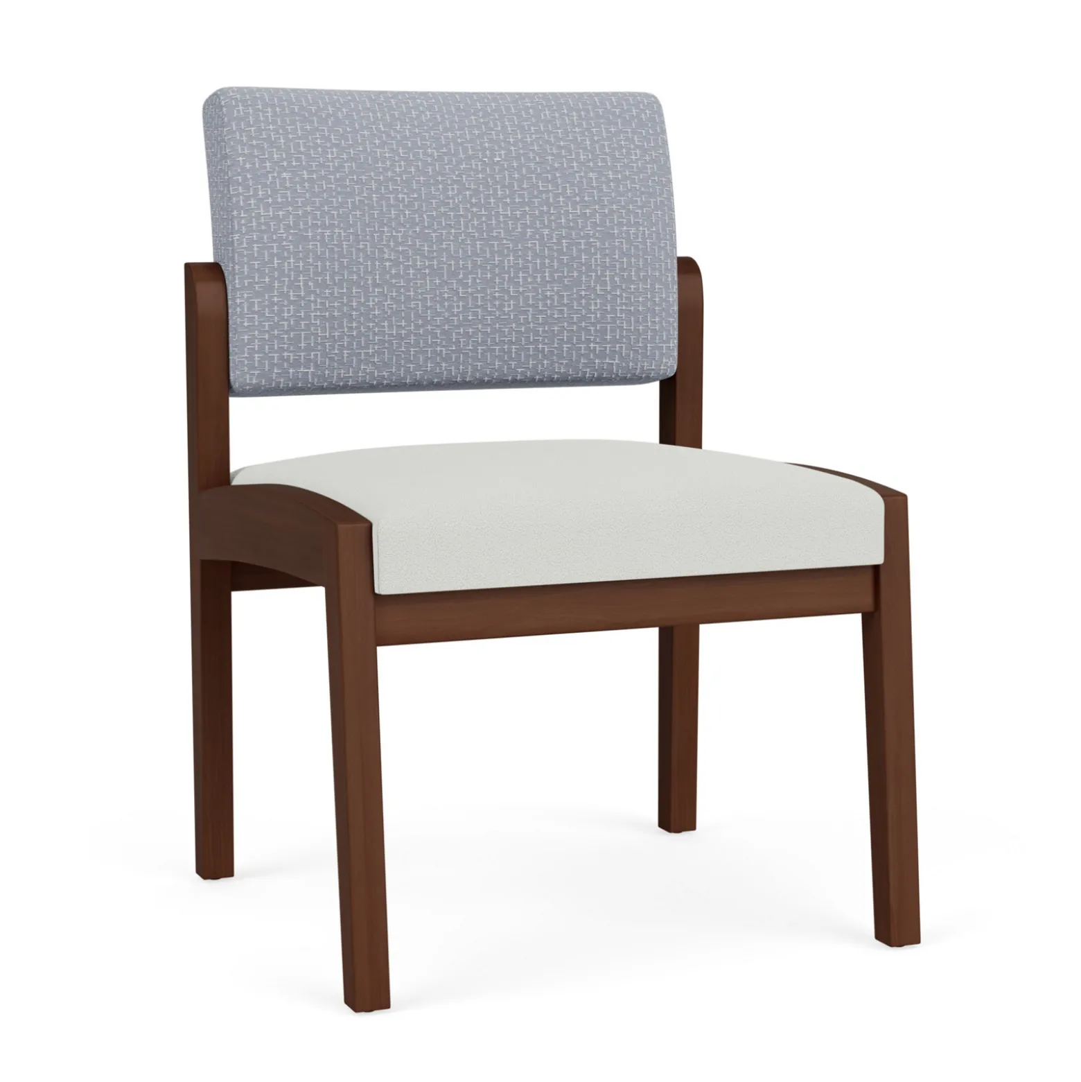 New Castle Wood Armless Guest Chair with Designer Upholstery