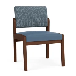 New Castle Wood Armless Guest Chair with Designer Upholstery