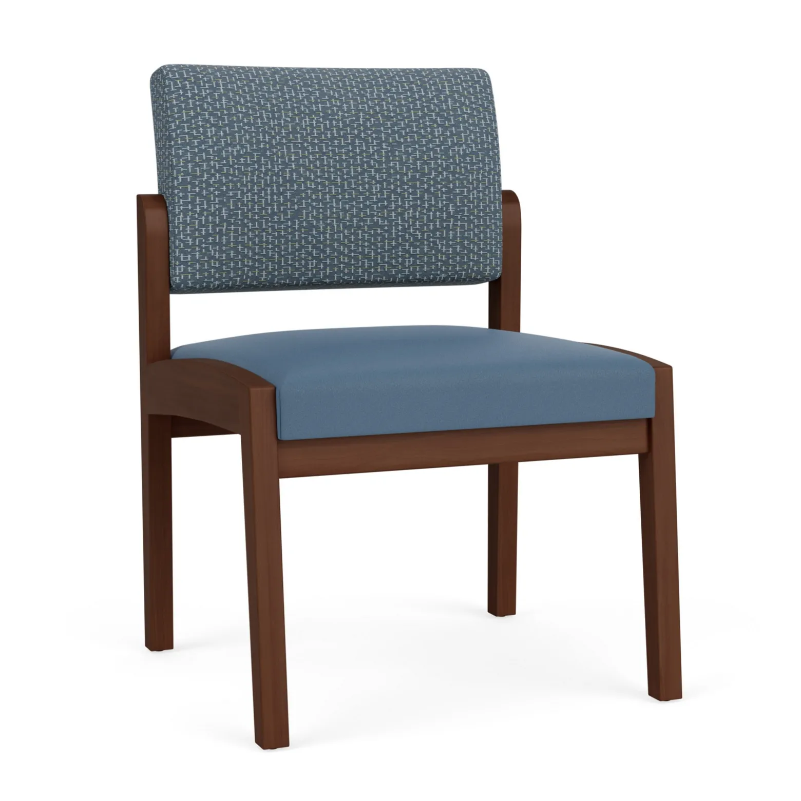 New Castle Wood Armless Guest Chair with Designer Upholstery