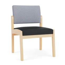 New Castle Wood Armless Guest Chair with Designer Upholstery