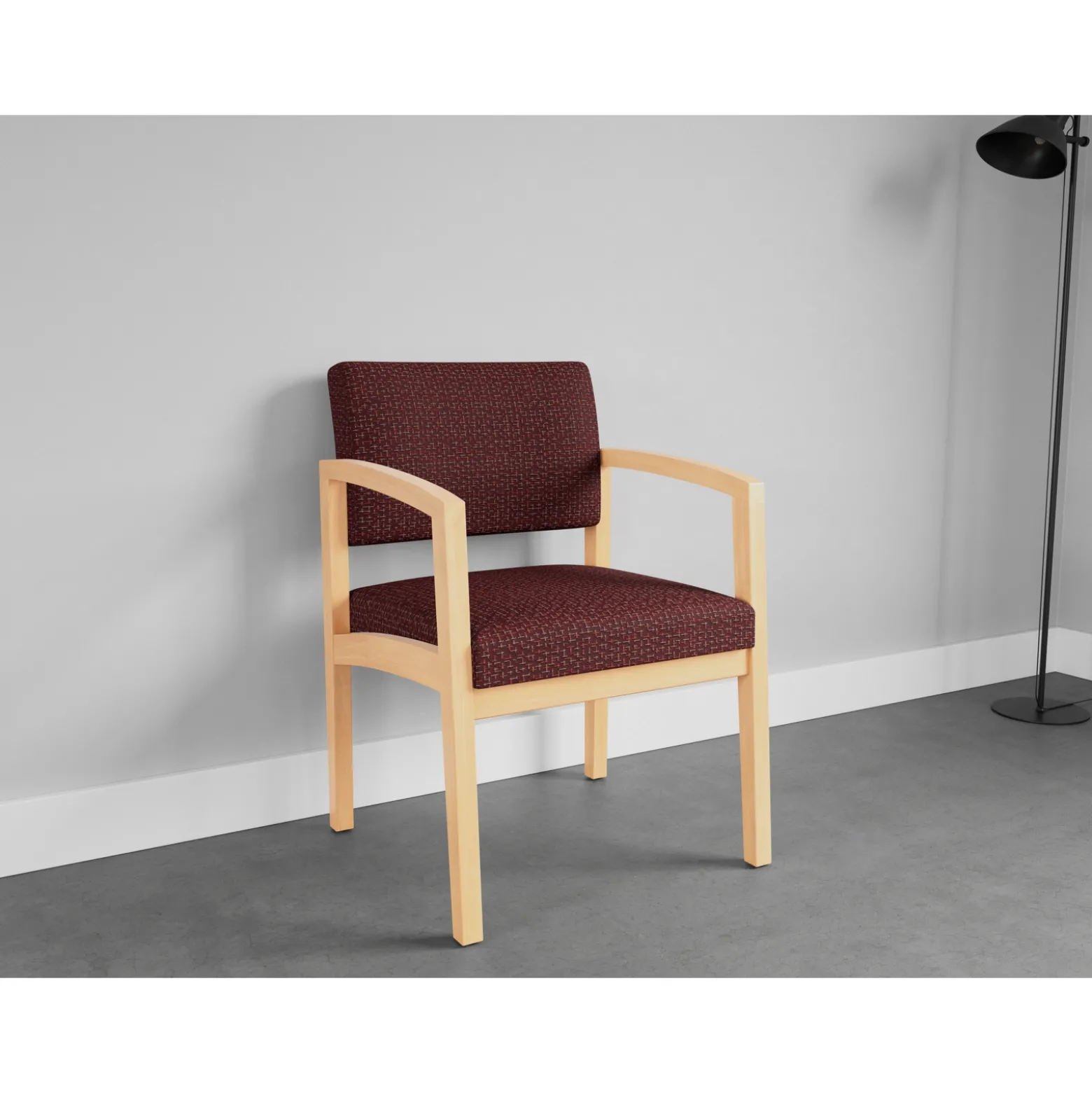 New Castle Wood Guest Chair with Designer Upholstery
