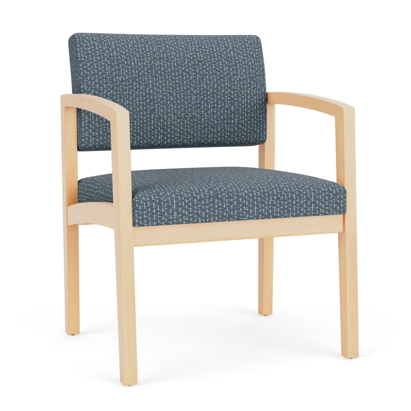 New Castle Wood Oversized Guest Chair with Designer Upholstery