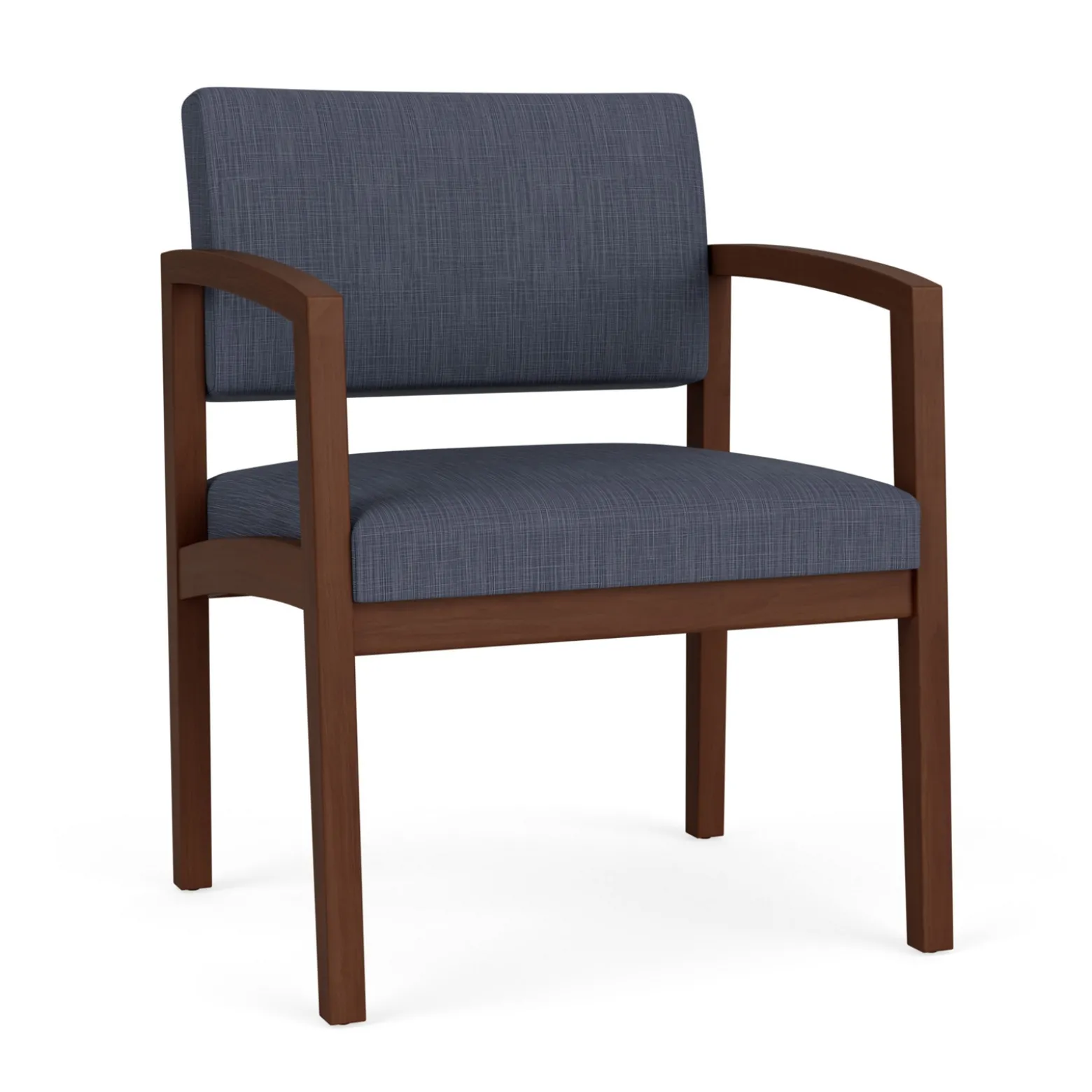 New Castle Wood Oversized Guest Chair with Designer Upholstery