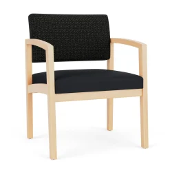 New Castle Wood Oversized Guest Chair with Designer Upholstery