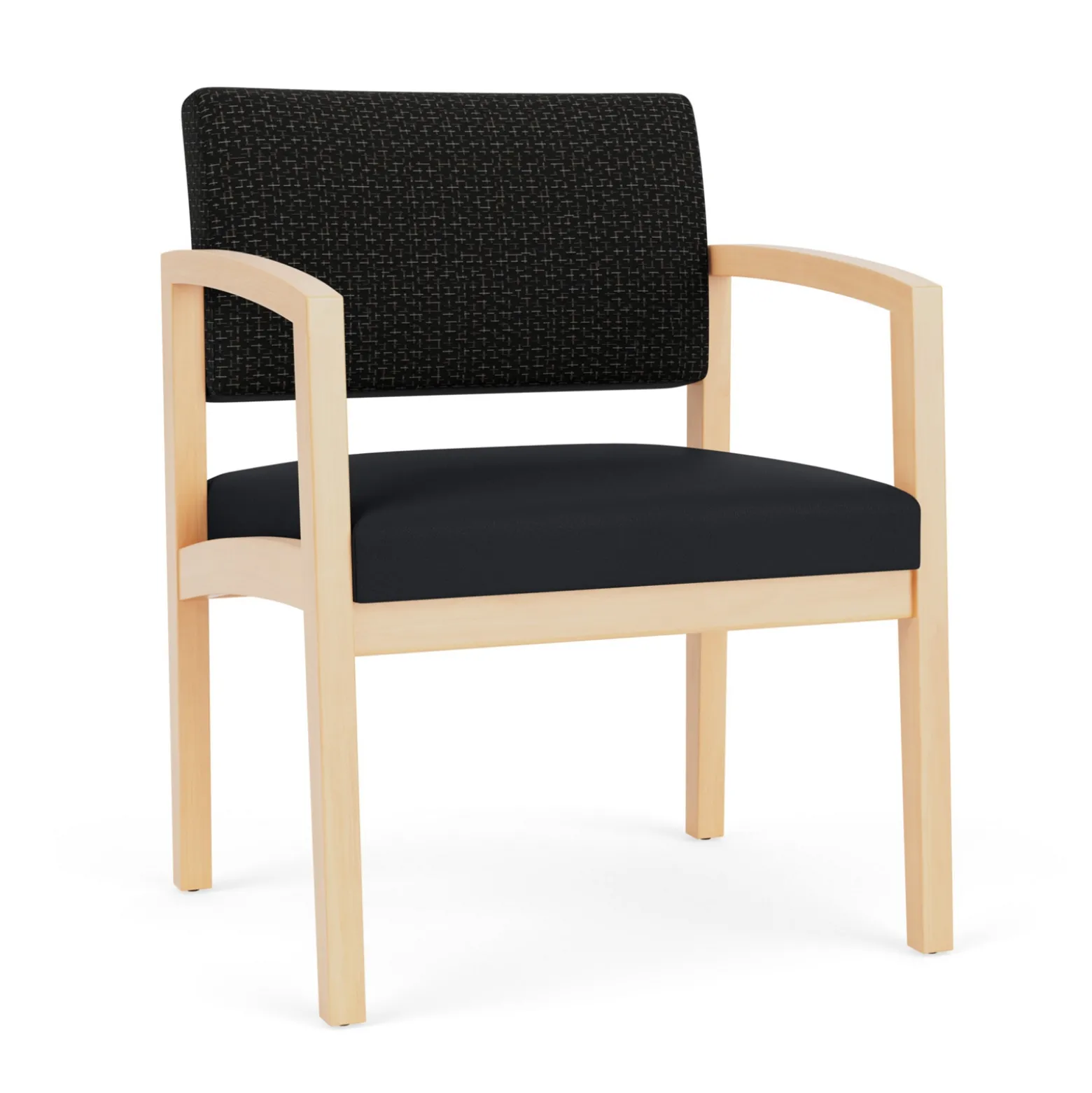 New Castle Wood Oversized Guest Chair with Designer Upholstery