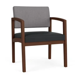 New Castle Wood Oversized Guest Chair with Designer Upholstery