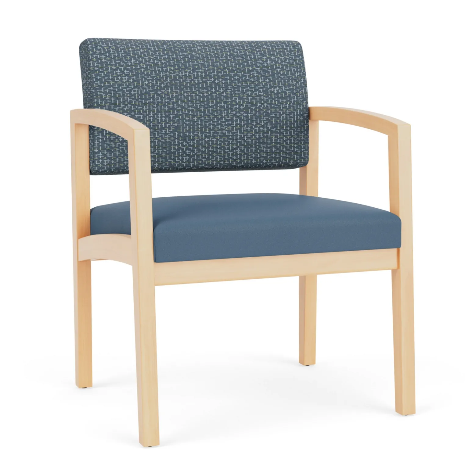 New Castle Wood Oversized Guest Chair with Designer Upholstery