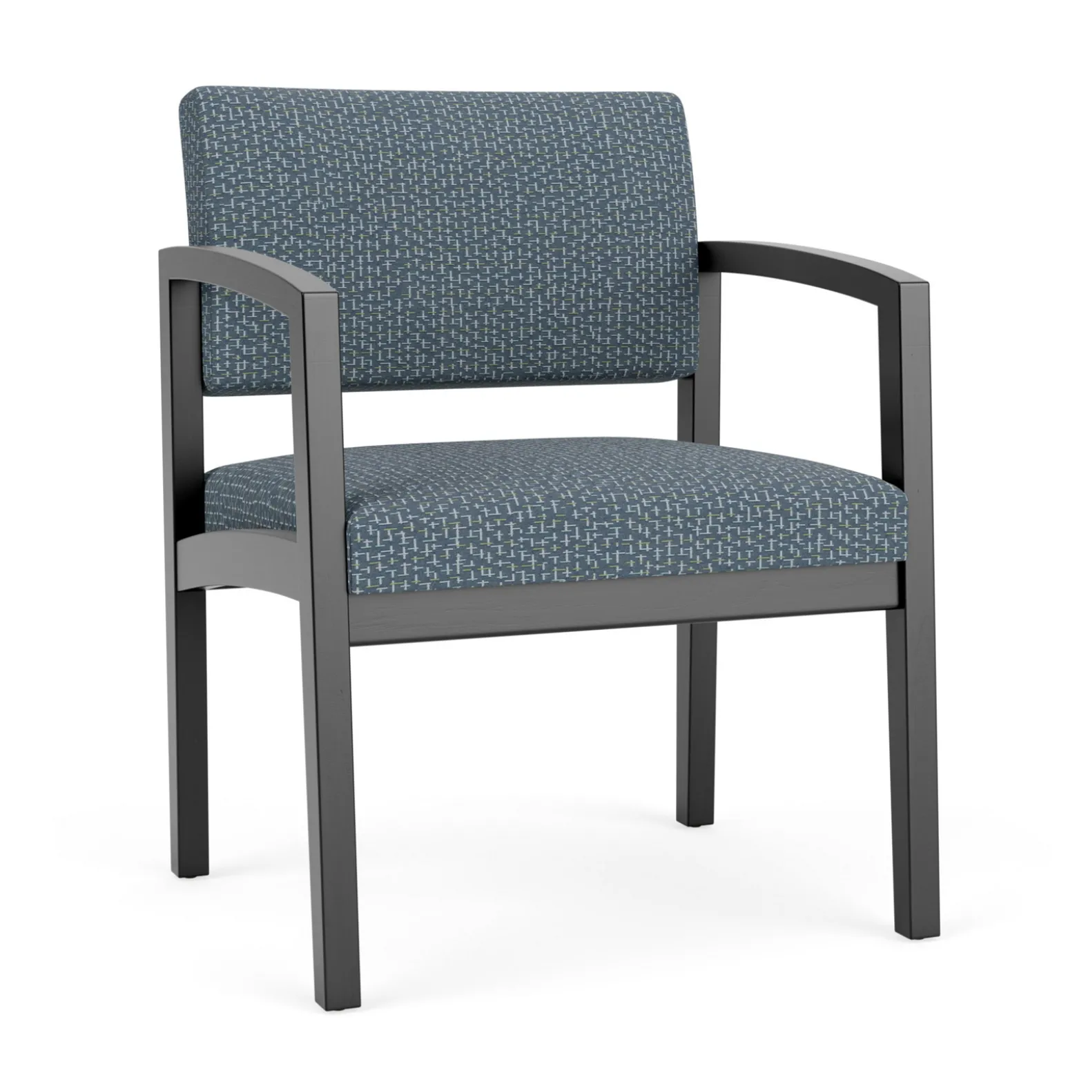 New Castle Wood Oversized Guest Chair with Designer Upholstery